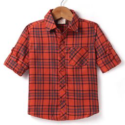 Rikidoos Full Sleeves Checked Shirt - Rust Orange-image-55