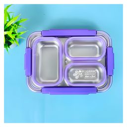 SCHOOLISH Stainless Steel 3-Compartment spill & leak proof 710 ml Lunch Boxes- PACK OF 1- COLOR MAY VARY-picture-12