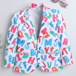 Ministitch Full Sleeves Alphabets Printed Blazer - Multi Colour-image-90