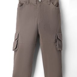 Rikidoos Solid Pocket Detailed Cargo Pant - Grey Brown-image-97
