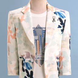 Dapper Dudes Full Sleeves Abstract Printed Textured Blazer With Tee - Peach-74