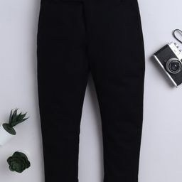BAATCHEET Oxford Lycra Cotton Woven Solid Pant - Black-image-8