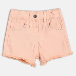MINI KLUB Cotton Woven Solid Frayed Shorts - Pink-picture-24
