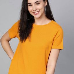 Mast & Harbour Women Solid Round Neck Cotton T-shirt-image-97