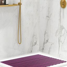 OBSESSIONS Pink Striped 110 GSM Anti-Skid Bath Rugs-image-67