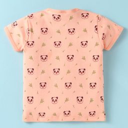 Tango Interlock Knit Half Sleeves Jhabla With Panda Print - Light Orange image 2