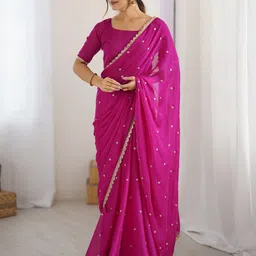 Saree mall Embellished Sequinned Pure Georgette Sarees-10