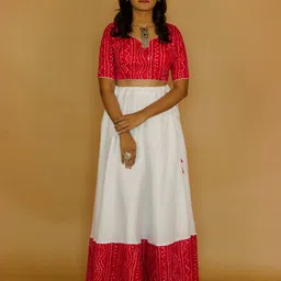 Saaragya Lifestyle Ethnic Motifs Printed V-Neck Lehanga And Choli-image-5