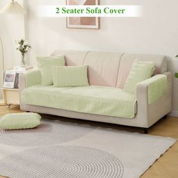 HOKIPO Green 2 Seater Sofa Seat Mat & 2 Armrest Covers-image-50
