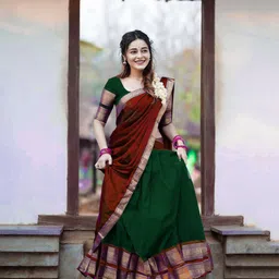 R K INFINITIVE Woven Design Silk Semi-Stitched Lehenga With Unstitched Blouse & Dupatta-10