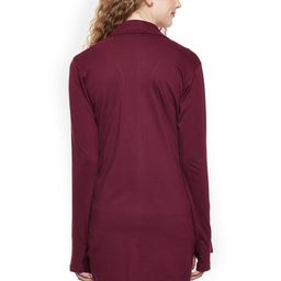 Hypernation Maroon Solid Open Front Shrug image 2