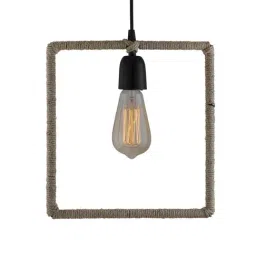 Homesake Beige Square Shape Hemp Rope Lamp - Set of 1 (Bulb not included) image 2