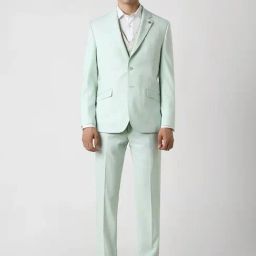 Van Heusen Green Slim Fit Self Pattern Four Piece Suit-image-51
