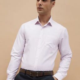 Code By Lifestyle Pink Cotton Slim Fit Texture Shirt-picture-3