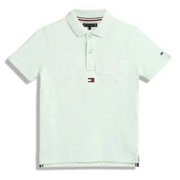Tommy Hilfiger Kids Dew Green Heather Embroidery Regular Fit Polo T-Shirt-image-12