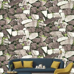 Jaamso Royals Grey Stone with Leaves Self Adhesive Wallpaper-picture-9