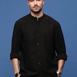 showoffff Showoff Black Cotton Slim Fit Texture Shirt-picture-10