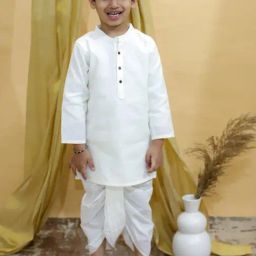 The Mom Store Boys Off White Solid Full Sleeves Kurta With Dhoti-picture-35