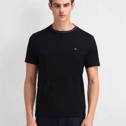 Arrow Sport Black Cotton Regular Fit T-Shirt-image-94