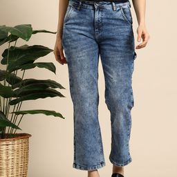 Mast & Harbour Women Straight Fit Heavy Fade Stretchable Jeans-picture-48