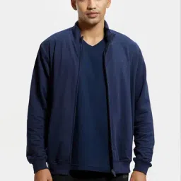 Jockey 2730 Navy Super Combed Cotton French Terry Jacket with Ribbed Cuffs & Convenient Side Pocket-image-93