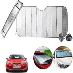 Auto Pearl F258 Dashboard Sun Shade Cover with Suction Cup for Verna Fluidic (Silver)-36