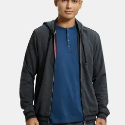 Jockey UM05 Dark Grey Hooded Jacket with Ribbed Cuffs & Convenient Side Pocket-picture-12