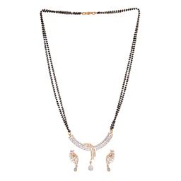 Saraf RS Jewellery Dual Gold Toned AD Studded Modern look Mangalsutra with Earrings-image-17