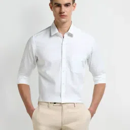 Arrow White Cotton Regular fit Self Shirt-picture-25