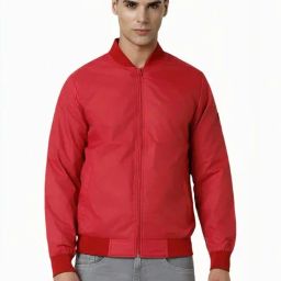 Van Heusen Red Regular Fit Bomber Jacket-picture-1