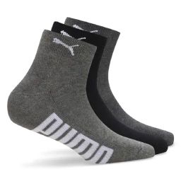 Puma Black Cotton Logo Socks-Large (Pack of 3)-image-82