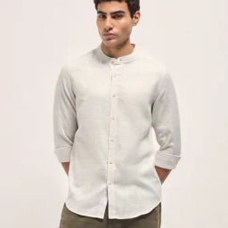 The Bear House Off White Slim fit Solid Shirt-image-87