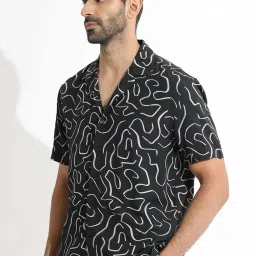 Rare Rabbit Black Regular Fit Abstract Shirt image 3