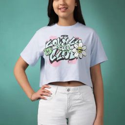 Lil Tomatoes Kids Blue Printed Crop Top-image-99