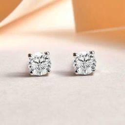 925 Silver 1 Carat American Diamond Solitaire Studs Earrings for Women & Girls-image-23