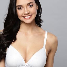 Mast & Harbour Blue Self Design Net Non-Wired Lightly Padded T-shirt Bra DRMS-090A-picture-20