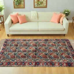 Peepul Tree Multicolor Pure Cotton Handcrafted Kalamkari Print Rug-12