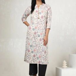 Soch Beige Linen Regular Fit Floral Print Kurtas-image-67