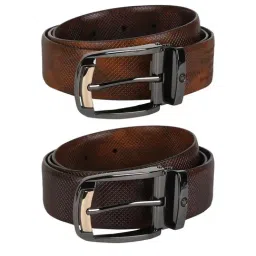 Louis Philippe Brown & Black Leather Reversible Belt for Men-image-68