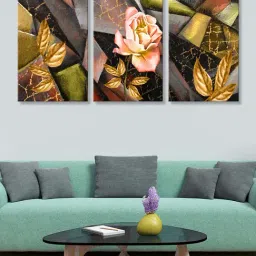 999Store Multicolor Abstract Flower Art 3 Frame Canvas Paintings-16