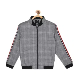 Blue Giraffe Kids Grey Plaid Pattern Jacket-image-88