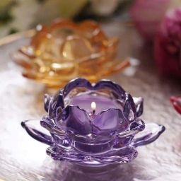 Pure Home and Living Purple Glass Lotus Shaped Tealight Holders - Set of 3-picture-1