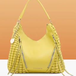 Caprese Pastel Yellow Havana Woven Faux Leather Hobo Bag-image-35