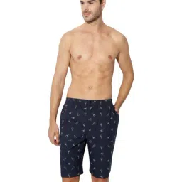 Van Heusen Navy Cotton Regular Fit Printed Shorts-image-25