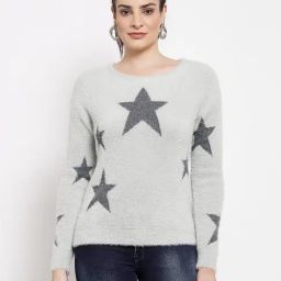 Mafadeny Grey Self Design Round Neck Sweater-image-39