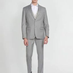 Arrow Green Regular Fit Self Pattern Three Piece Suit-image-85