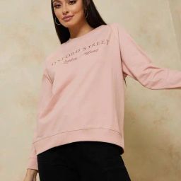Styli Regular Length Embroide Slogan Regular Fit Sweatshirt-image-8