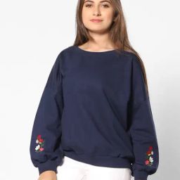 TeenTrums Girls Navy Solid Full Sleeves Sweatshirt-image-72
