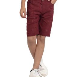 Under Fourteen Only Kids Maroon Printed Shorts-picture-11