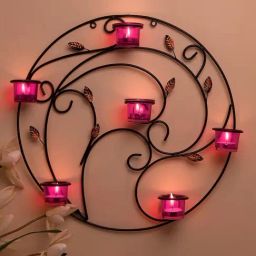 Homesake 'Easter' Black & Pink Metal 5-in-1 Wall Candle Holder With Tea Light Candle-image-85